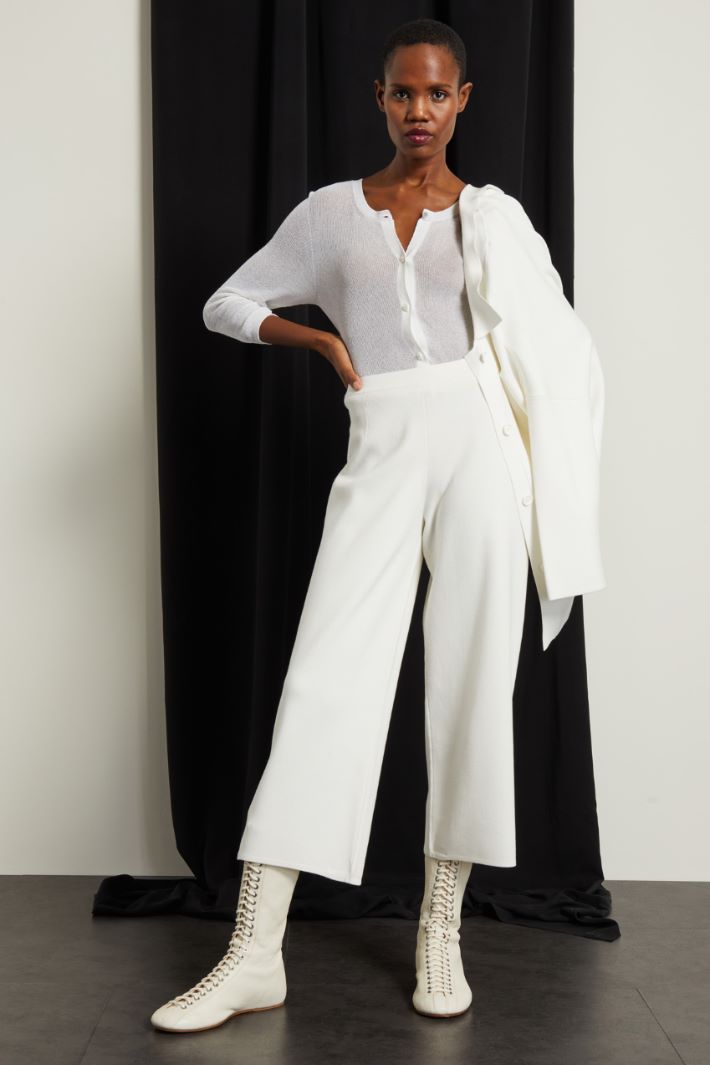 Pantaloni cropped in maglia Fashion Market