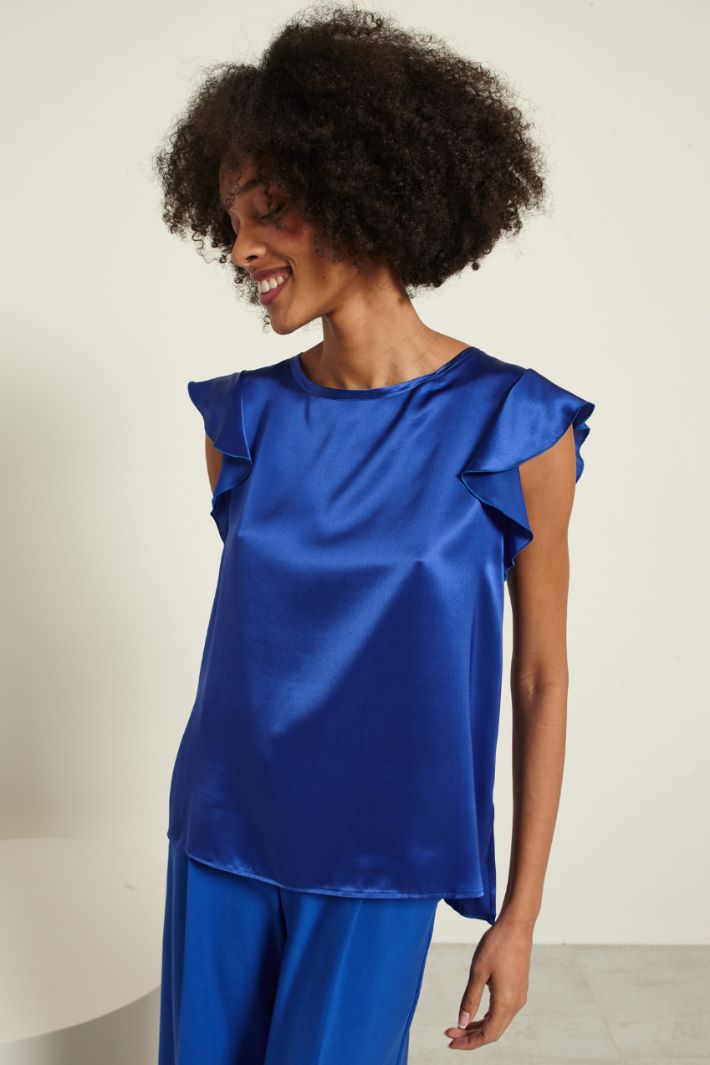 Blusa in raso con spacchi Fashion Market