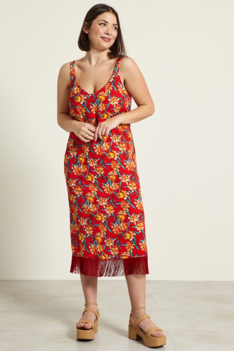 Abito stampato con frange Fashion Market
