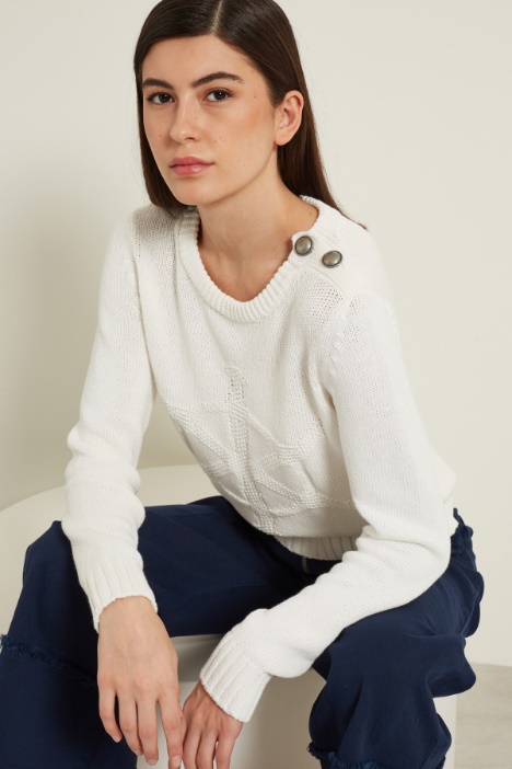 Maglia con intarsio e bottoni Fashion Market