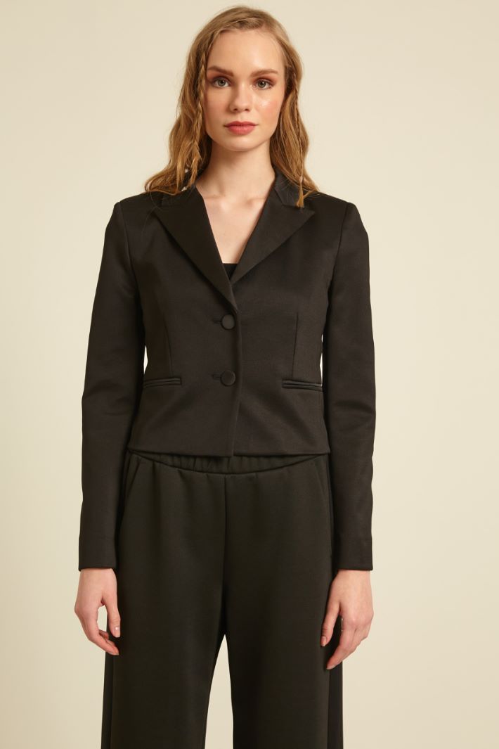Crop blazer in jersey  Fashion Market