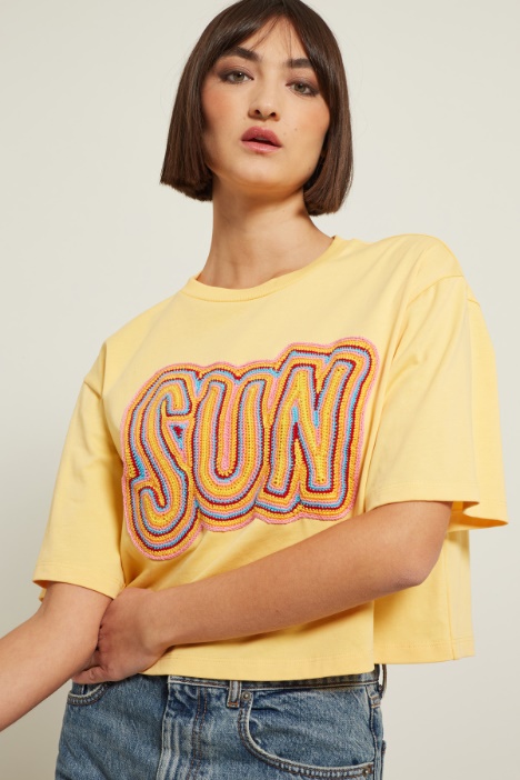 T-shirt con motivo a uncinetto Fashion Market