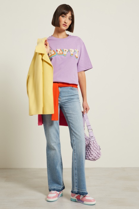 T-shirt con motivo a uncinetto Fashion Market