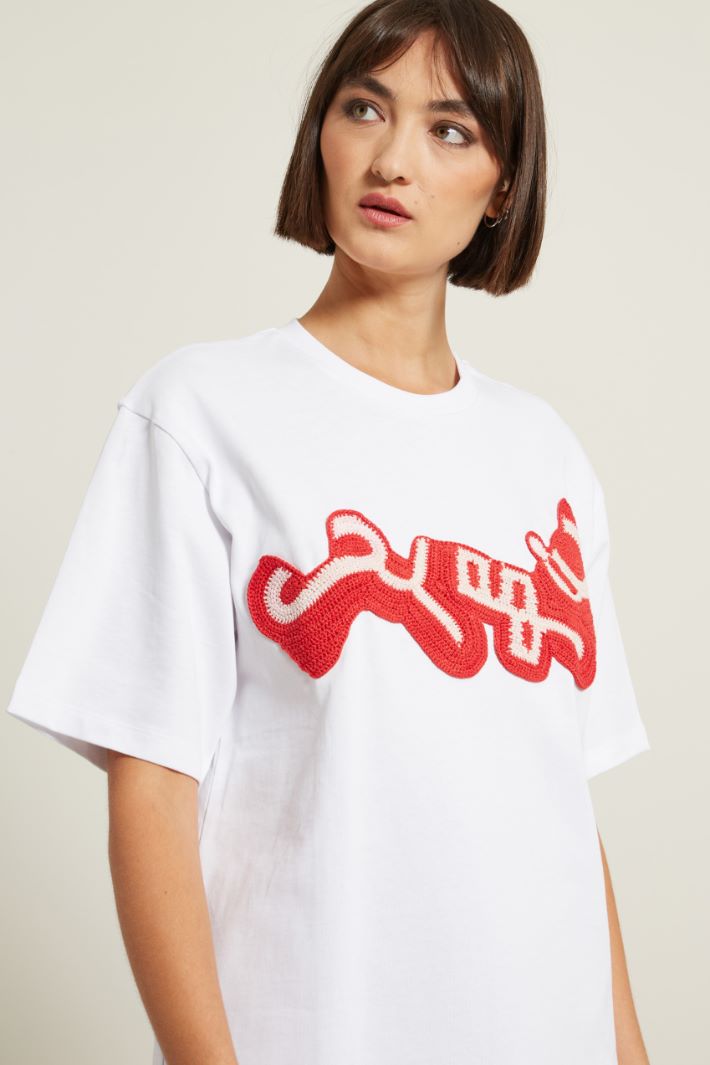 T-shirt con motivo a uncinetto Fashion Market