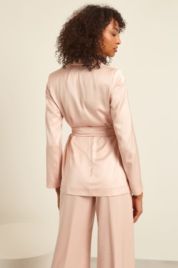 Blazer in raso con cintura Fashion Market