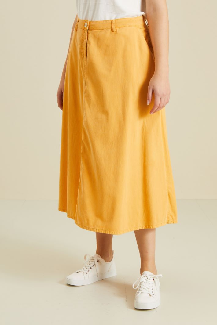 Gonna in cotone svasata - GIALLO SOLE - Fashion Market - 2