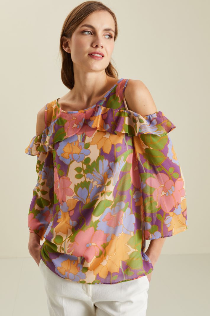 Top in georgette  - VIOLA ROSA VERDE - Fashion Market - 2