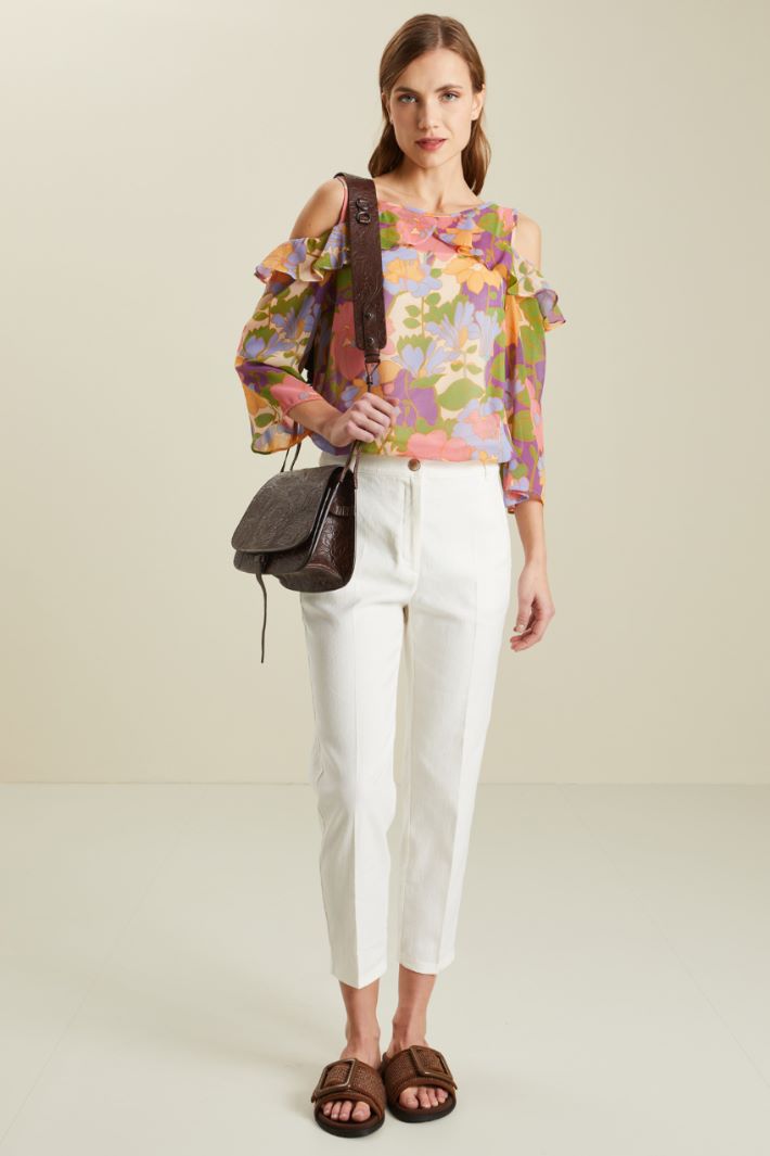 Top in georgette  - VIOLA ROSA VERDE - Fashion Market