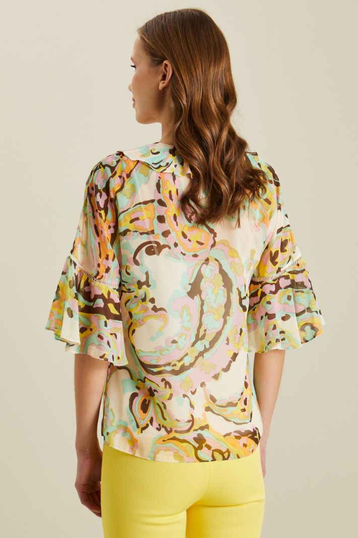 Blusa con volant - VERDE ROSA GIALLO - Fashion Market - 4