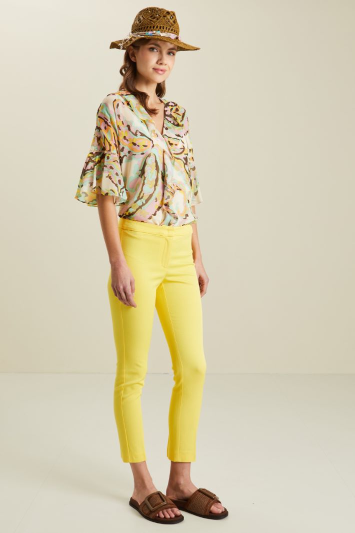 Blusa con volant - VERDE ROSA GIALLO - Fashion Market