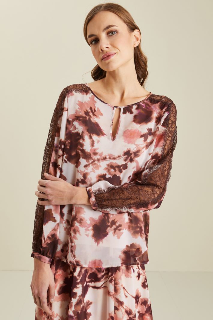 Blusa in georgette  - ROSA CIPRIA MARRONE - Fashion Market - 2