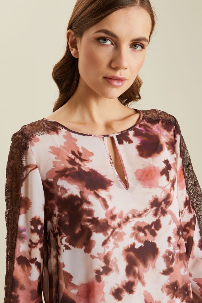 Blusa in georgette  - ROSA CIPRIA MARRONE - Fashion Market - 3
