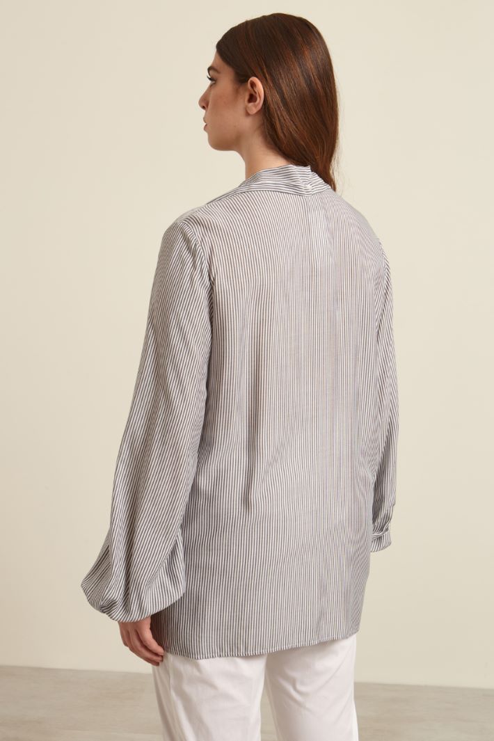 Camicia in viscosa tinto filo - BIANCO NERO - Fashion Market - 4