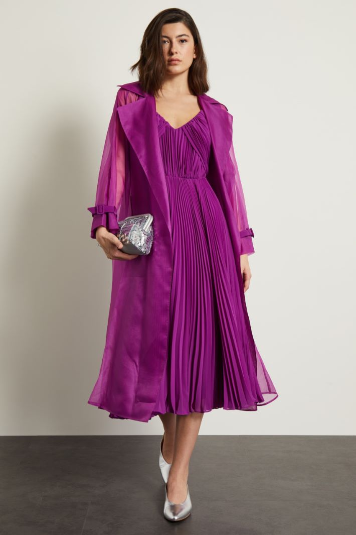 Spolverino lungo in organza - CICLAMINO - Fashion Market