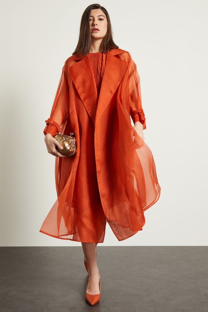 Spolverino lungo in organza - ARANCIONE - Fashion Market
