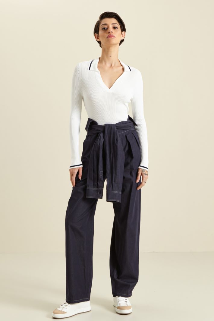 Pantaloni stile camicia - BLU DENIM - Fashion Market