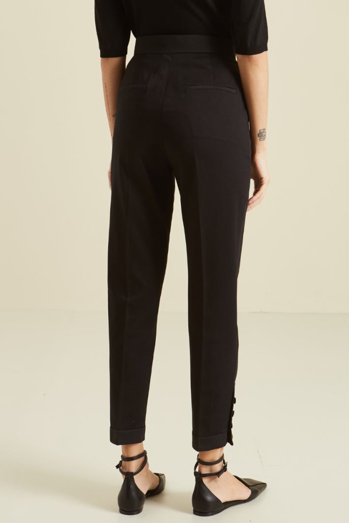 Pantaloni in raso di cotone - NERO - Fashion Market - 4