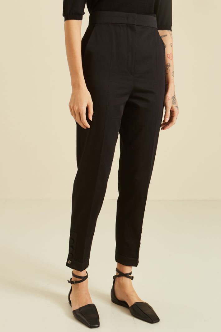 Pantaloni in raso di cotone - NERO - Fashion Market - 2