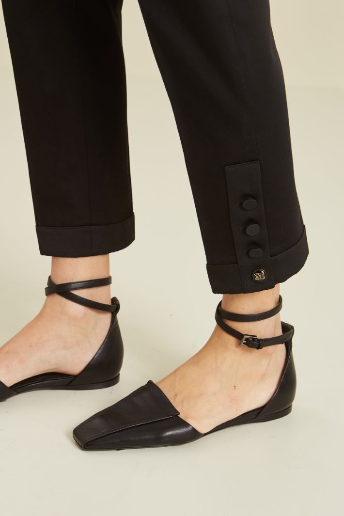Pantaloni in raso di cotone - NERO - Fashion Market - 3