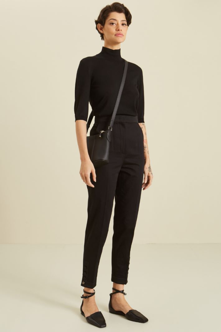 Pantaloni in raso di cotone - NERO - Fashion Market