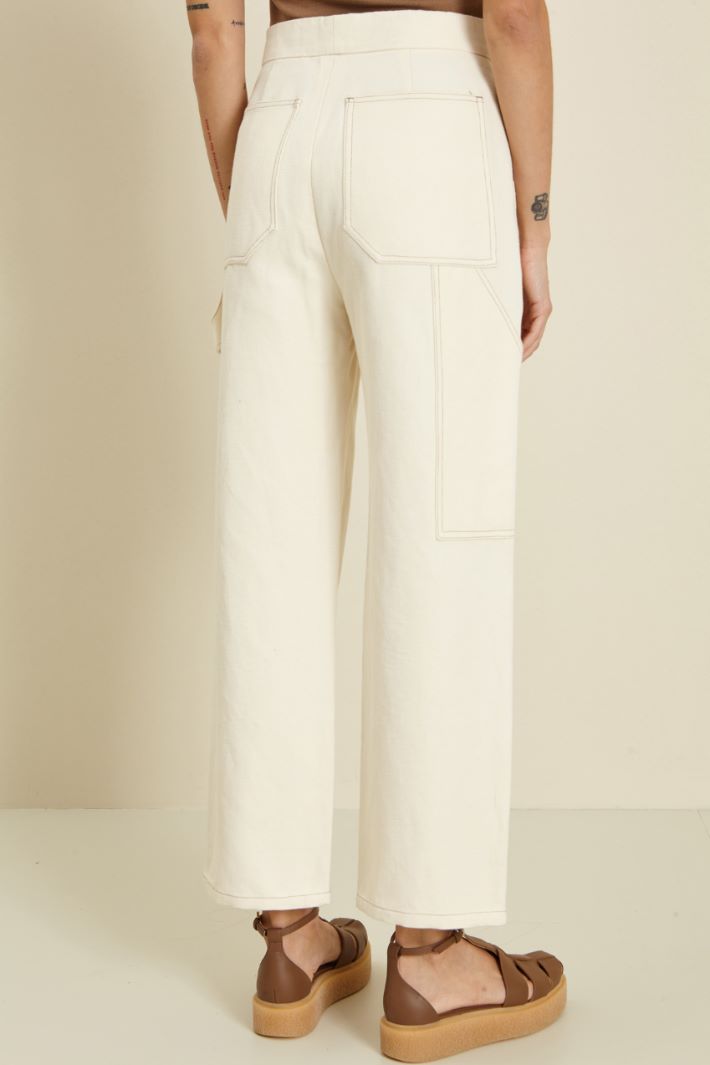 Pantaloni in drill di cotone - AVORIO - Fashion Market - 4
