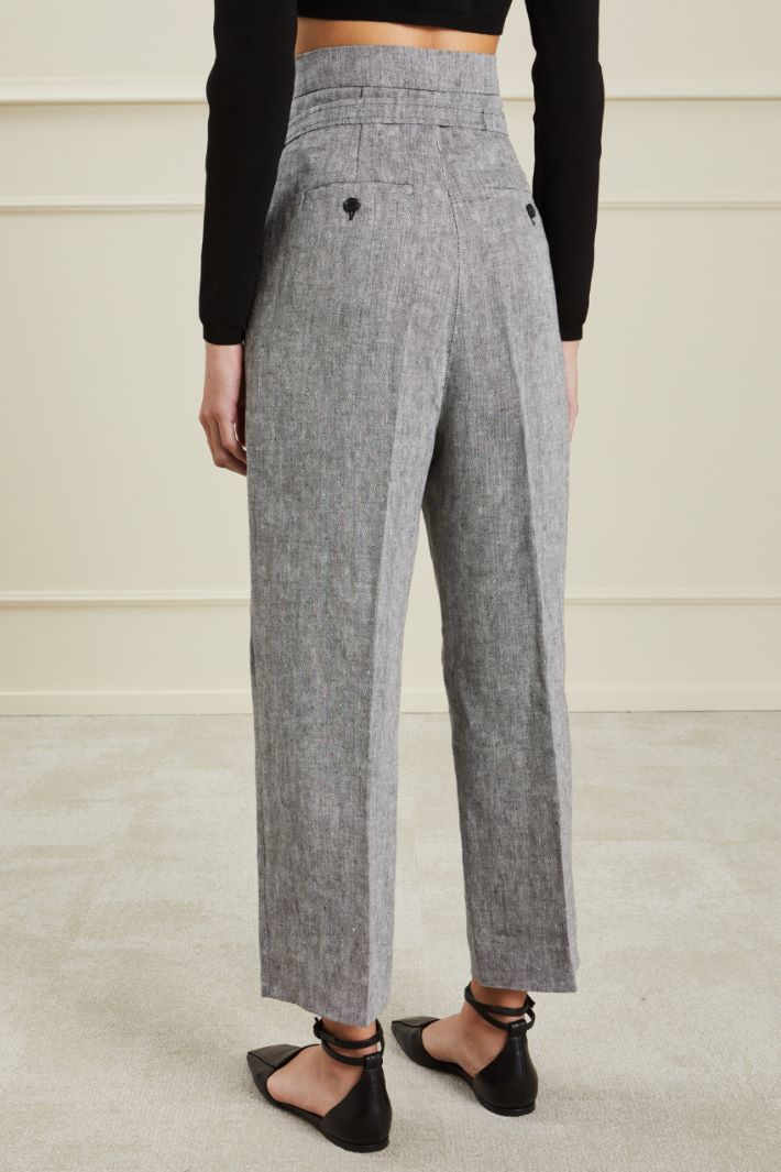 Pantaloni in lino  - BIANCO NERO - Fashion Market - 4