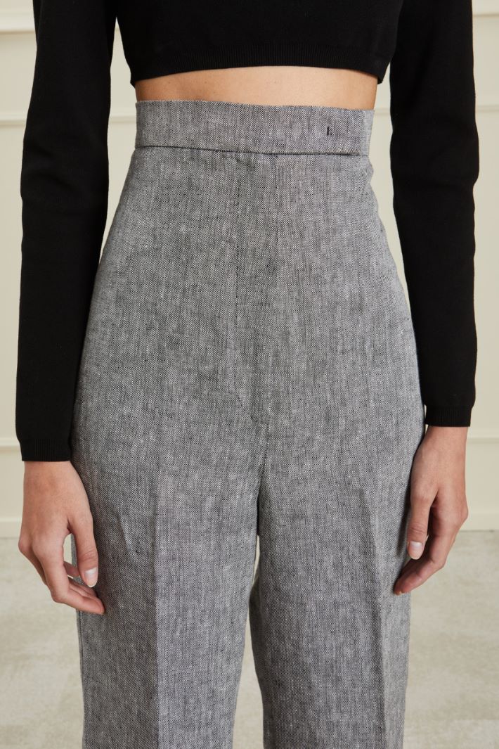Pantaloni in lino  - BIANCO NERO - Fashion Market - 3