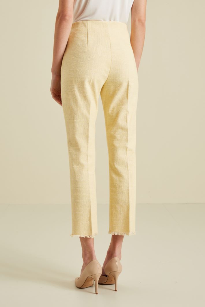 Pantaloni in stuoia di cotone - GIALLO BIANCO - Fashion Market - 4