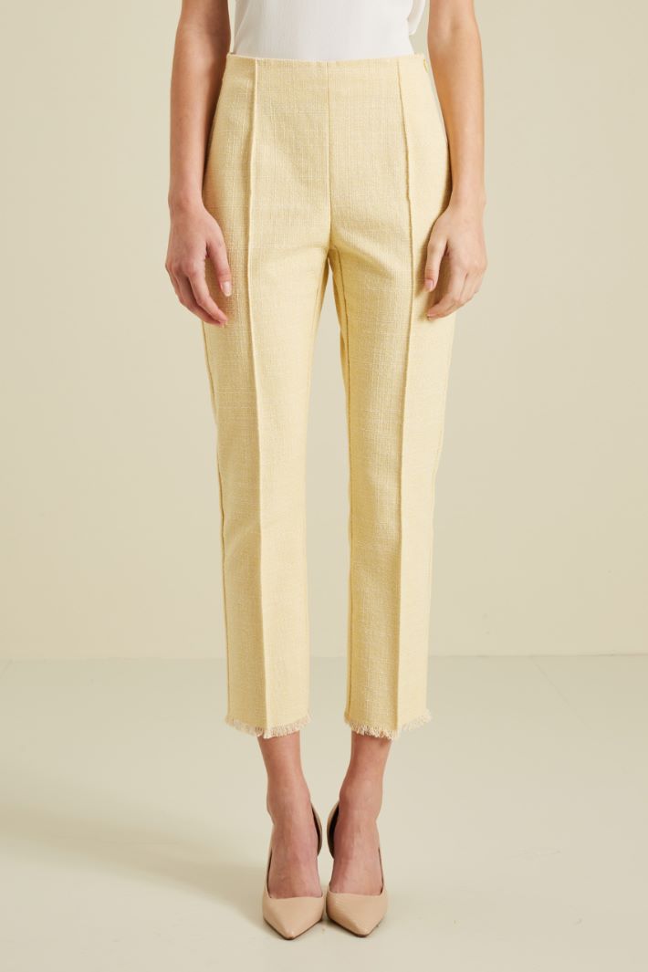 Pantaloni in stuoia di cotone - GIALLO BIANCO - Fashion Market - 2