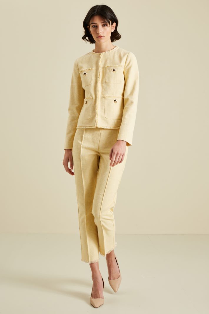 Pantaloni in stuoia di cotone - GIALLO BIANCO - Fashion Market