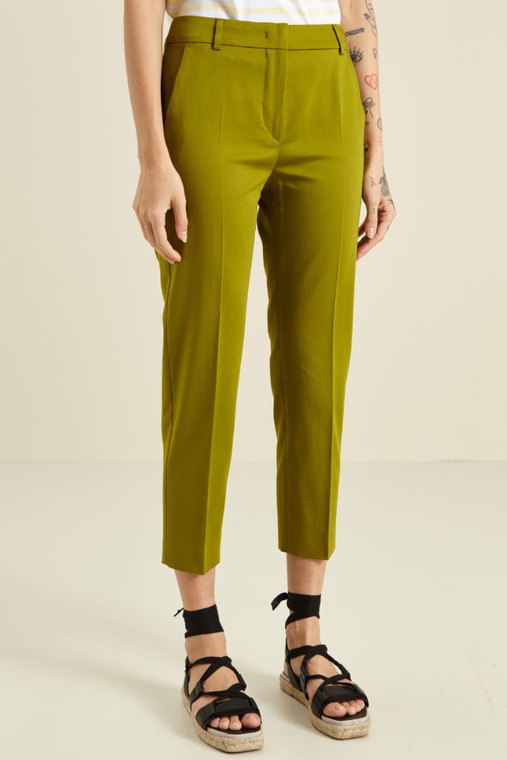 Pantalone capri in cotone - VERDE OLIVA - Fashion Market - 2
