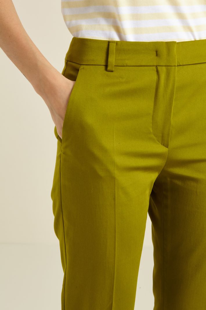 Pantalone capri in cotone - VERDE OLIVA - Fashion Market - 3
