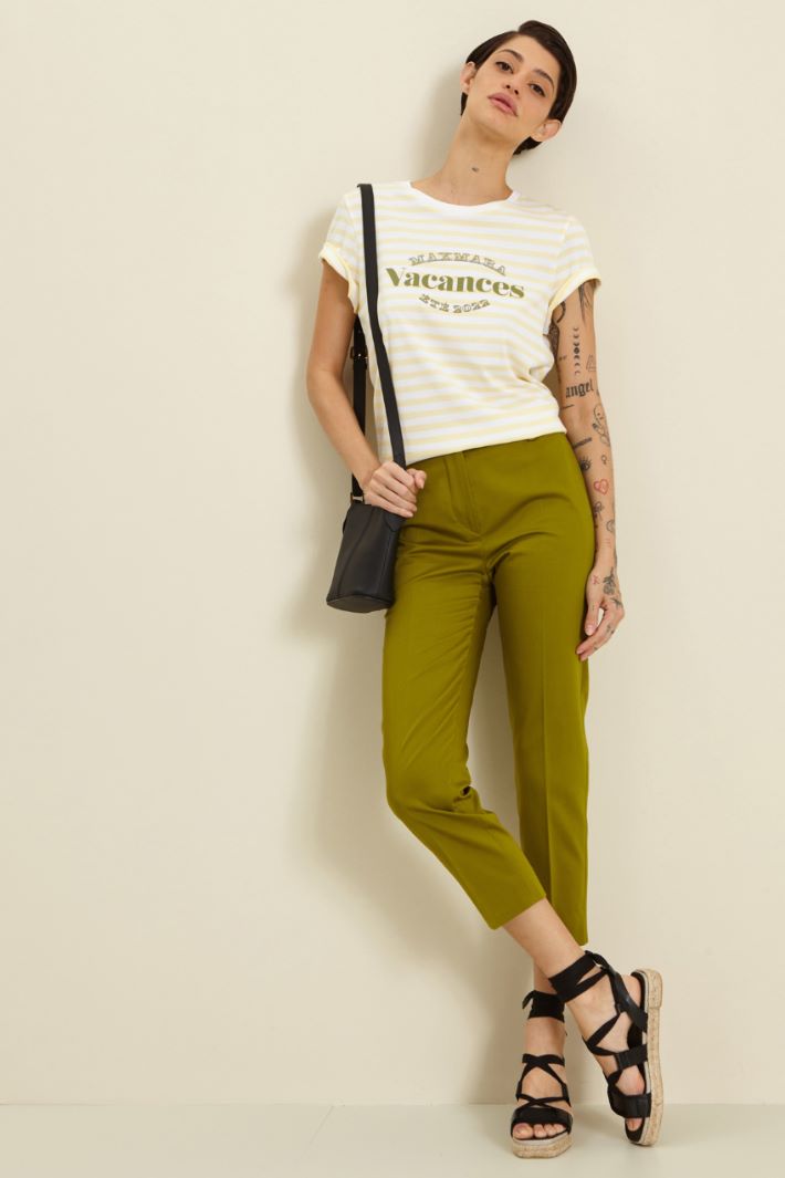 Pantalone capri in cotone - VERDE OLIVA - Fashion Market