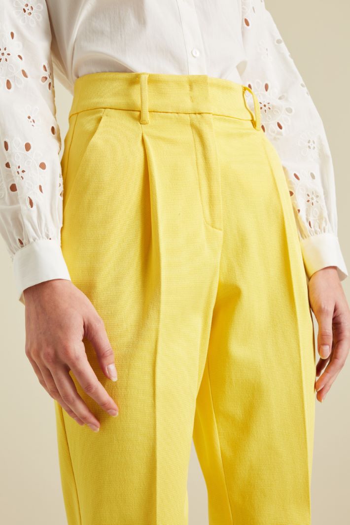 Pantaloni in faille di cotone  - GIALLO - Fashion Market - 3