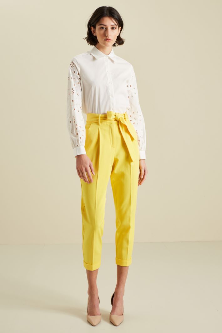Pantaloni in faille di cotone  - GIALLO - Fashion Market