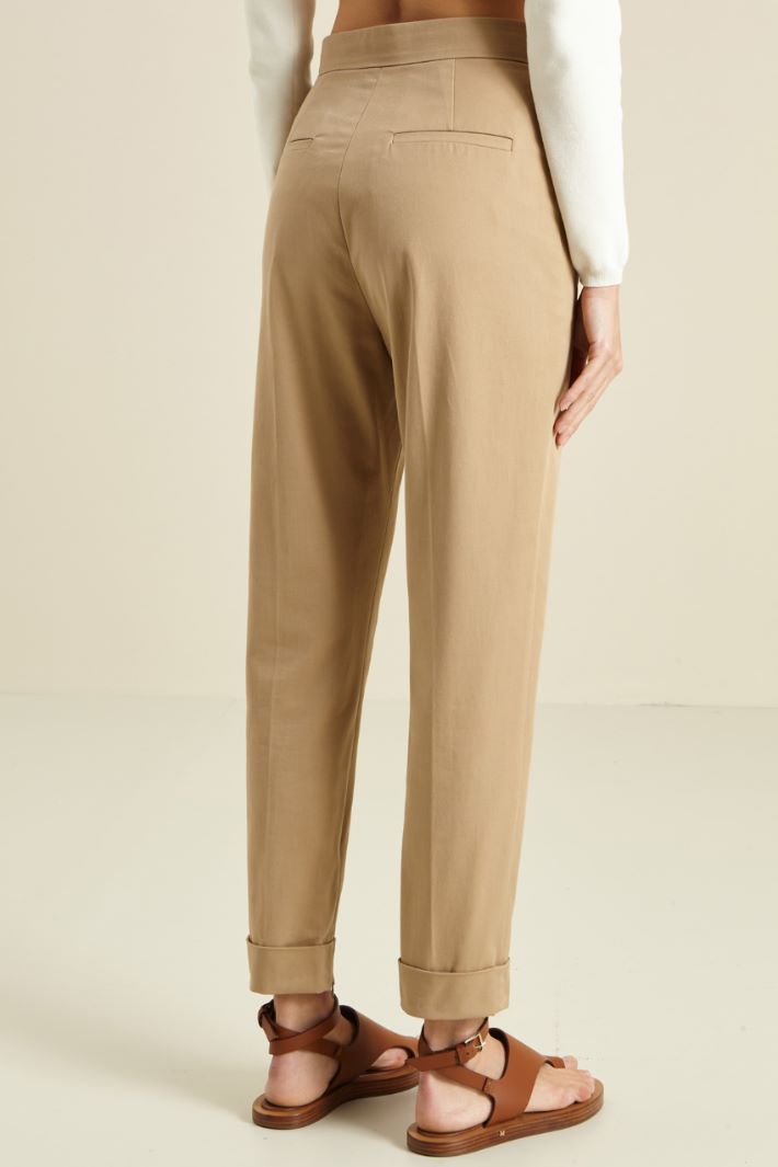 Pantaloni in gabardina - BEIGE - Fashion Market - 4