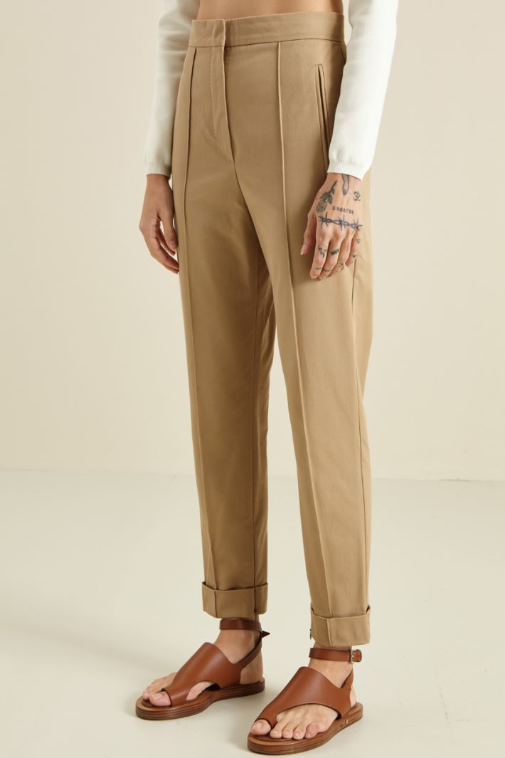 Pantaloni in gabardina - BEIGE - Fashion Market - 2