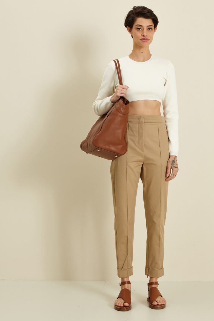 Pantaloni in gabardina - BEIGE - Fashion Market
