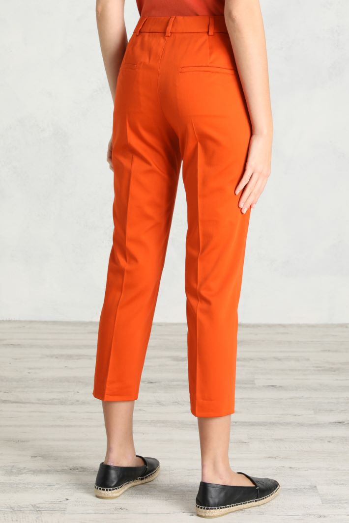 Pantaloni in raso di cotone - ARANCIO - Fashion Market - 4