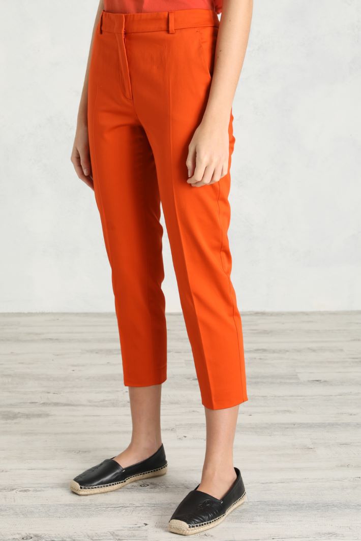 Pantaloni in raso di cotone - ARANCIO - Fashion Market - 2
