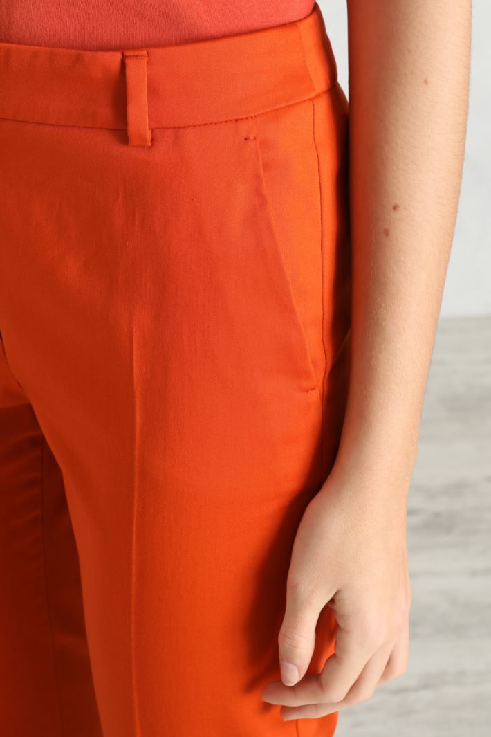 Pantaloni in raso di cotone - ARANCIO - Fashion Market - 3