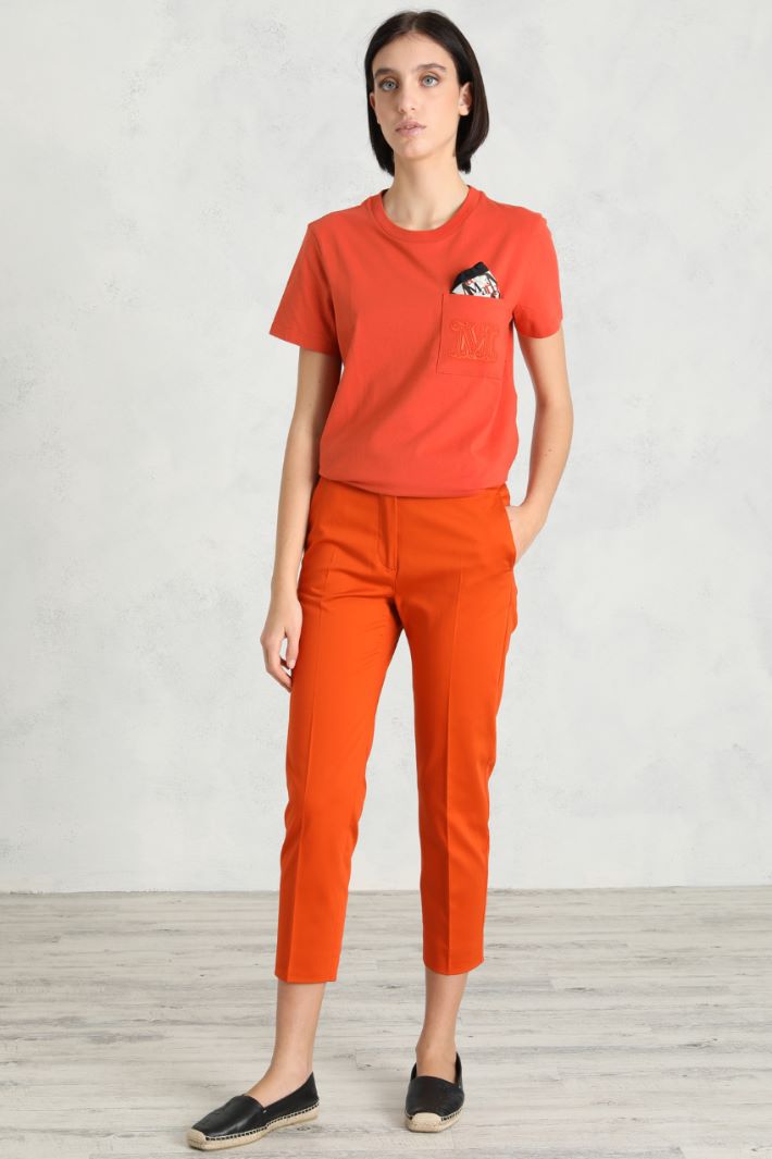 Pantaloni in raso di cotone - ARANCIO - Fashion Market