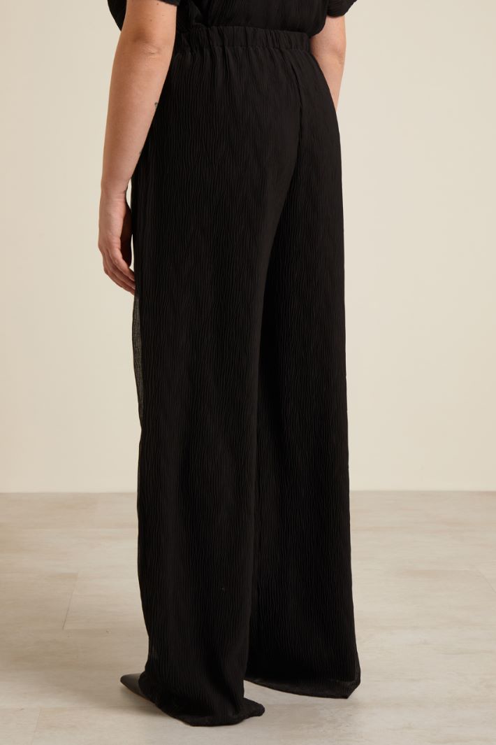 Pantaloni in georgette plissé - NERO - Fashion Market - 4