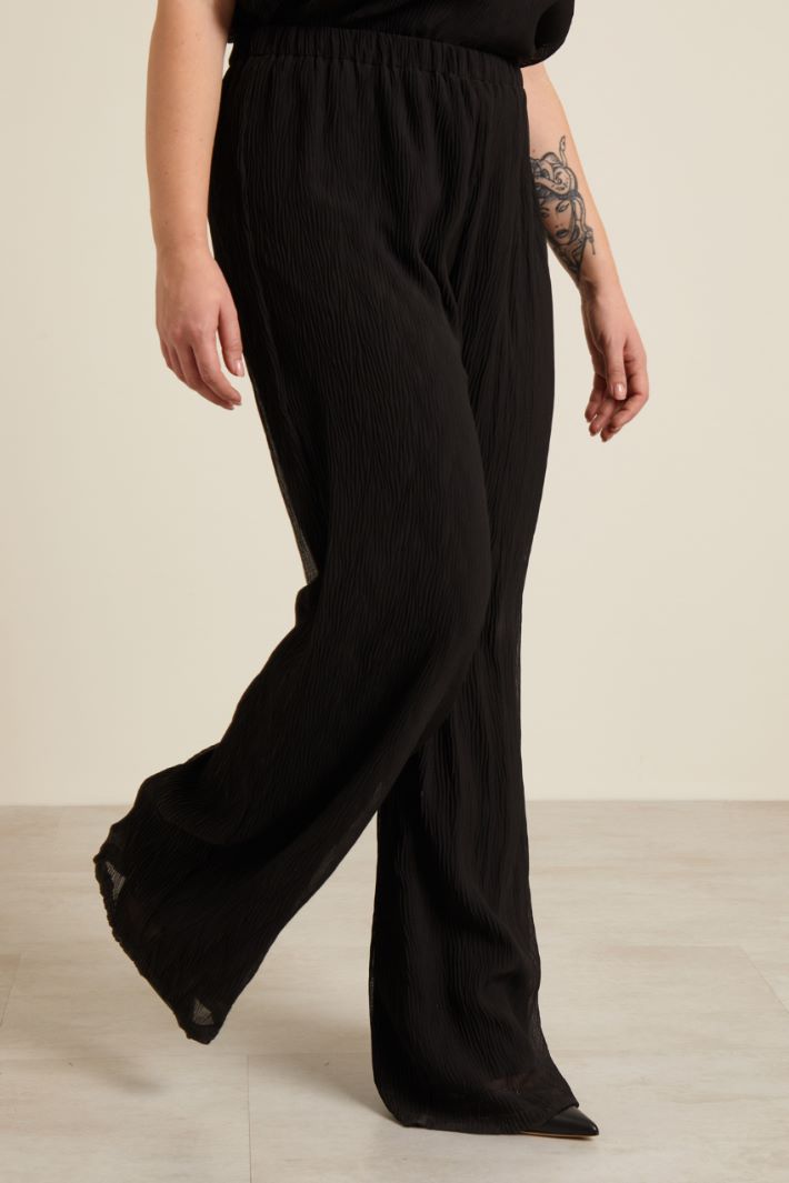 Pantaloni in georgette plissé - NERO - Fashion Market - 2