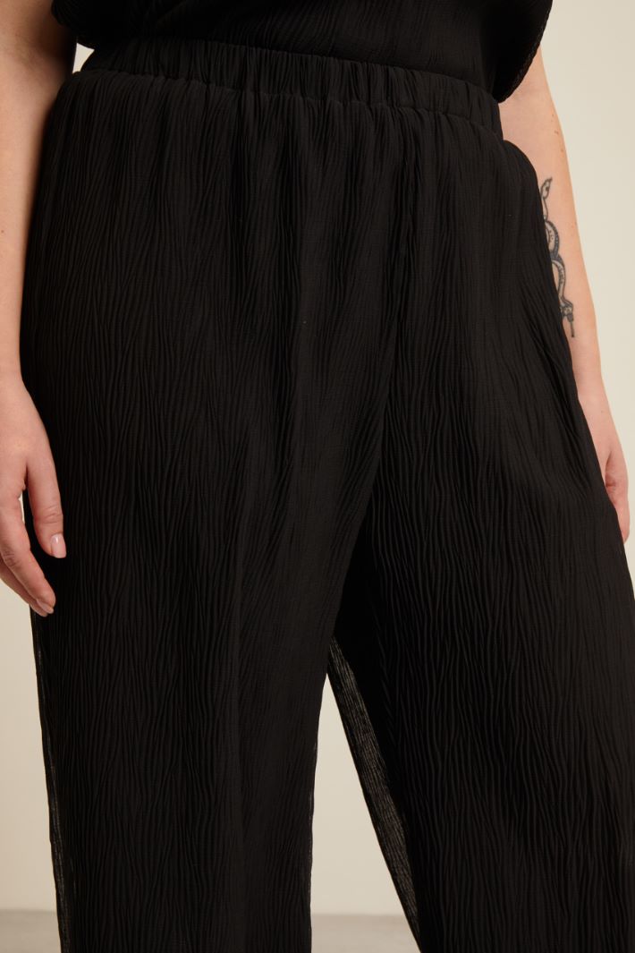 Pantaloni in georgette plissé - NERO - Fashion Market - 3