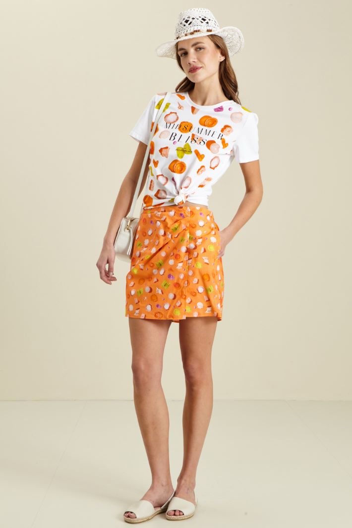 Shorts in cotone - ARANCIO BIANCO - Fashion Market