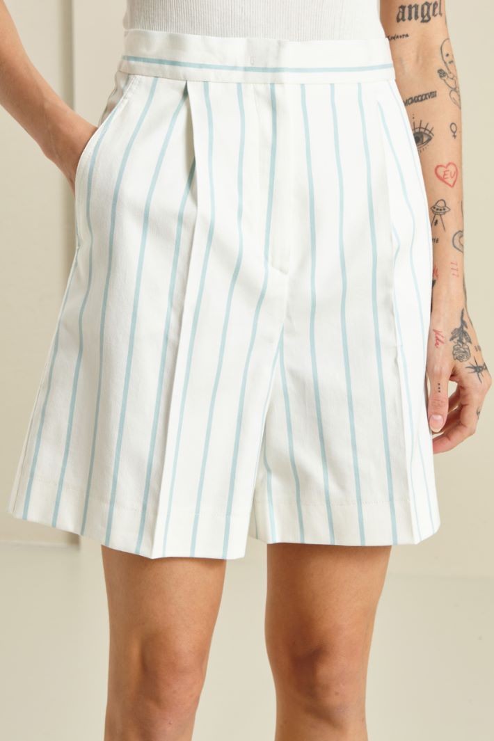 Shorts in cotone e seta - BIANCO ACQUAMARINA - Fashion Market - 3