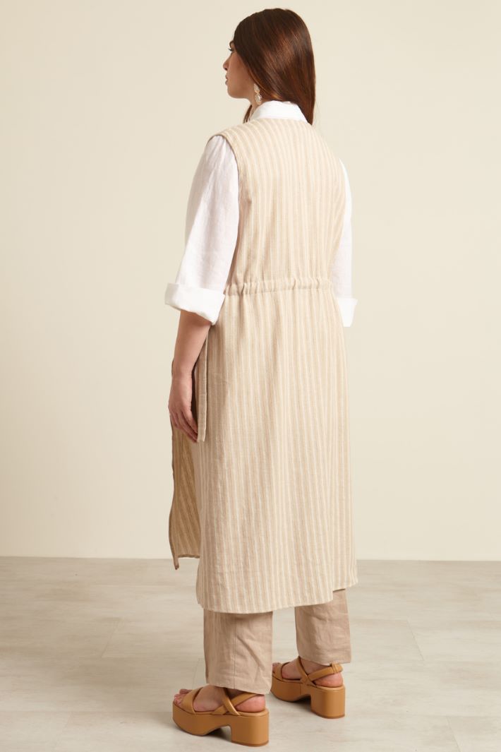 Gilet lungo in cotone e lino Fashion Market - 4