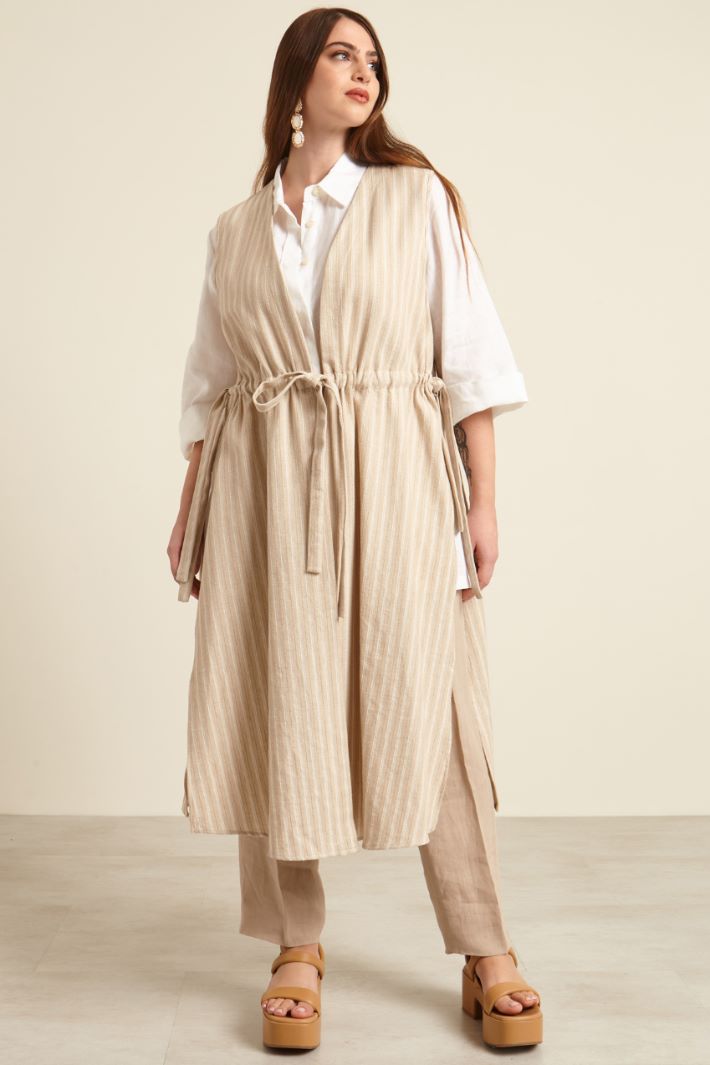 Gilet lungo in cotone e lino Fashion Market - 2