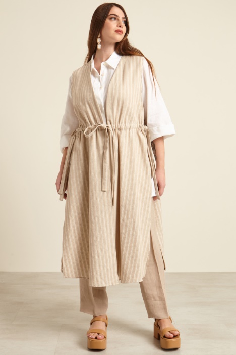 Gilet lungo in cotone e lino Fashion Market